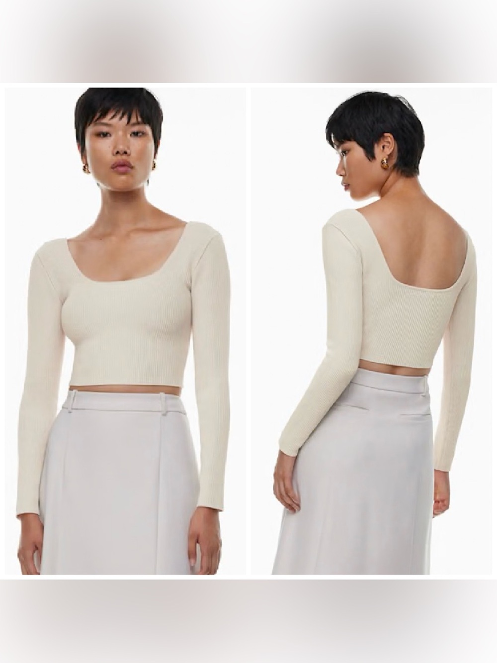 NWT Babaton WHITE Ribbed Sculpt Knit Square Neck Size Medium